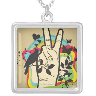 Peace Silver Plated Necklace