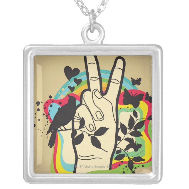 Peace Silver Plated Necklace (Front)