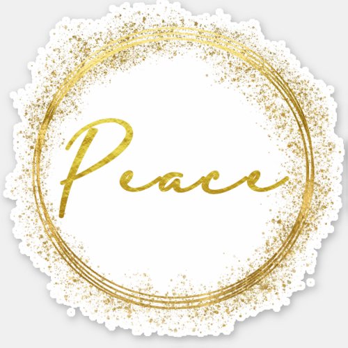 Peace simple gold typography Gold frame sparkles Sticker