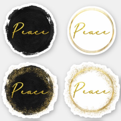 Peace simple gold typography in black and gold sticker