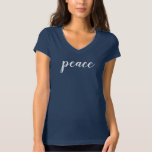 Peace Simple Navy T-shirt at Zazzle