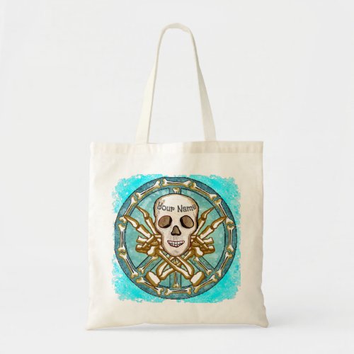 Peace Skeleton Skull custom name Tote Bag