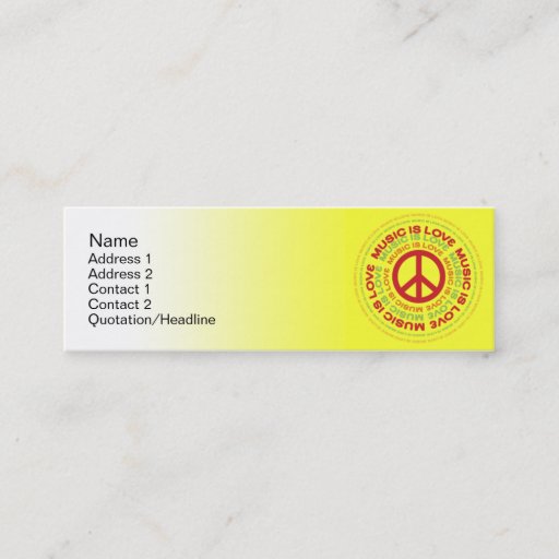 Customizable Peace  - Skinny Business Card Template