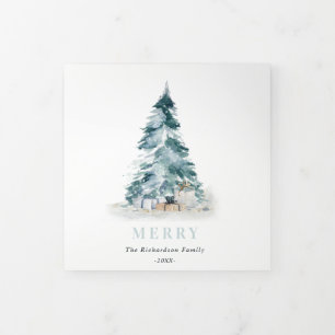 Peace Snow Pine Christmas Tree Gifts 3 Photos Tri-Fold Holiday Card