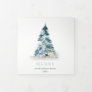 Peace Snow Pine Christmas Tree Gifts 3 Photos Tri-Fold Holiday Card