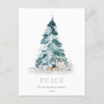 Peace Snow Watercolor Pine Christmas Tree Gift Holiday Postcard<br><div class="desc">If you need any further customisation please feel free to message me on yellowfebstudio@gmail.com.</div>