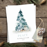 Peace Snow Watercolor Pine Christmas Tree Gifts Holiday Postcard<br><div class="desc">If you need any further customisation please feel free to message me on yellowfebstudio@gmail.com.</div>