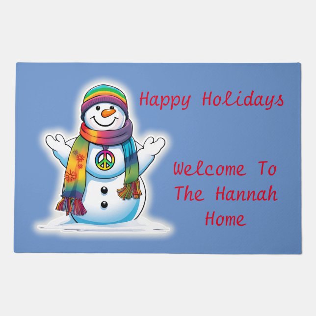 Peace Snowman Doormat (Front)
