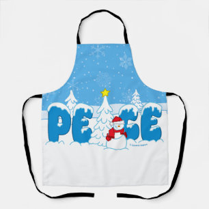 Peace Snowman Screwball Graphics Holiday Apron