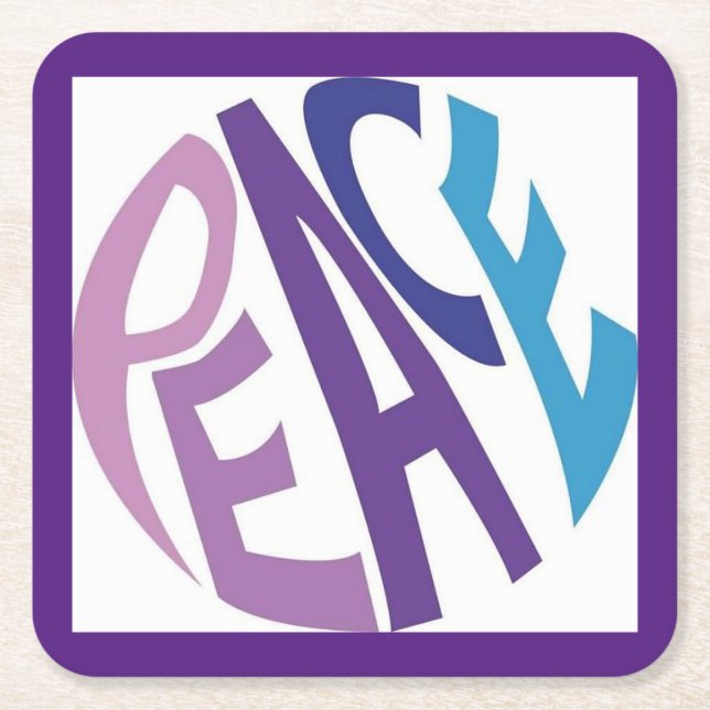 PEACE  SQUARE PAPER COASTER (Front)