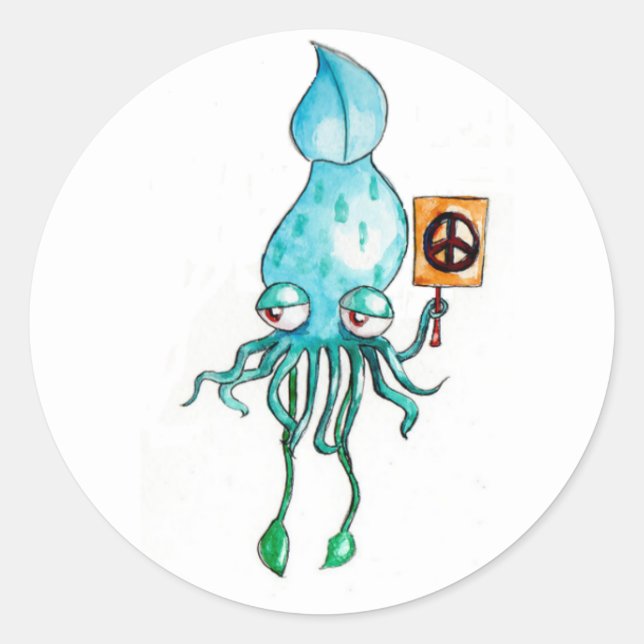 Peace Squid Classic Round Sticker (Front)