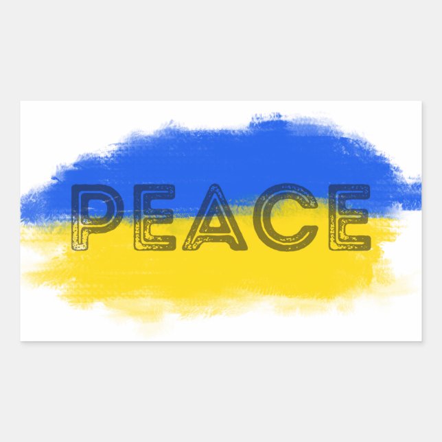 PEACE Stand with Ukraine Freedom for Ukrainian Rectangular Sticker (Front)