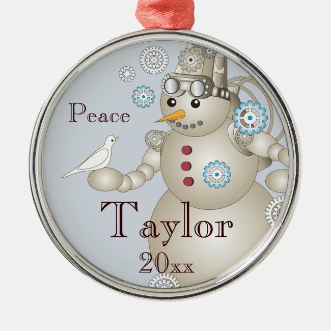Peace - Steampunk Snowman Christmas Holiday Kids