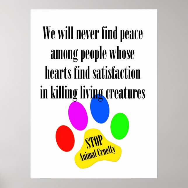 Peace STOP ANIMAL CRUELTY Poster (Front)