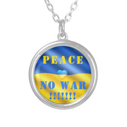 Peace _ Stop War in Ukraine _ Freedom _ Support  Silver Plated Necklace