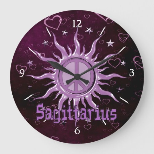 Peace Sun Sagittarius Large Clock