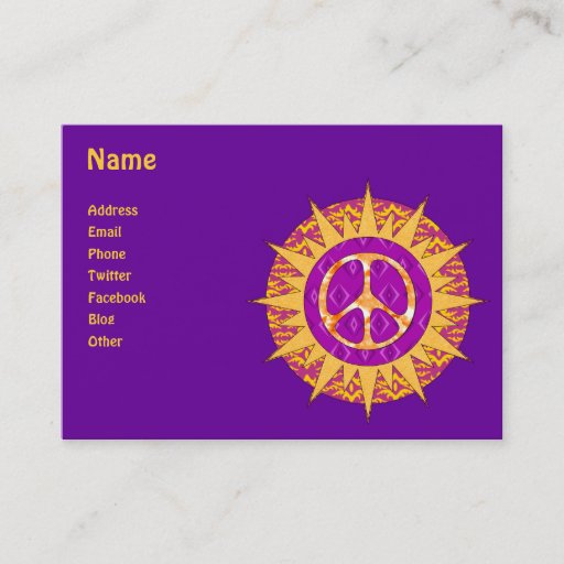 Customizable Peace Sun Spiral Business Card Templates