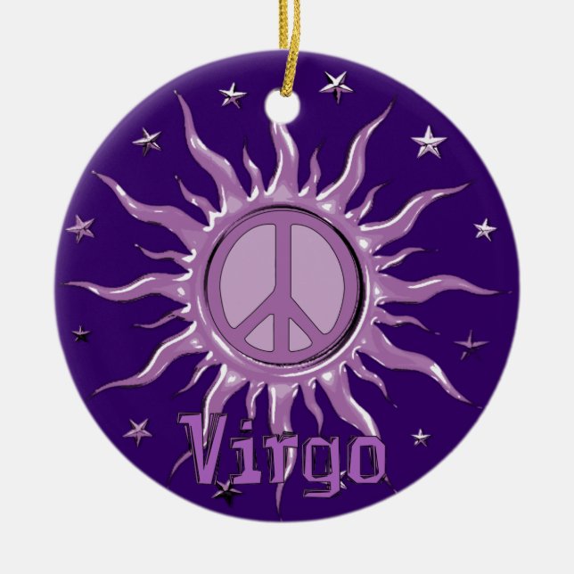 Peace Sun Virgo Ceramic Ornament (Front)