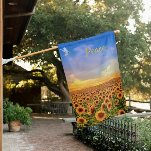 Peace Sunflower Field House Flag