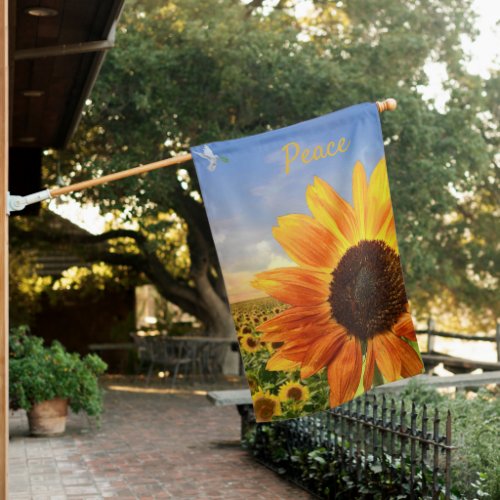Peace Sunflower House Flag
