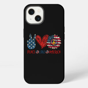 Peace Sunflower Love American Flag 4th Of July Pat iPhone 13 Case