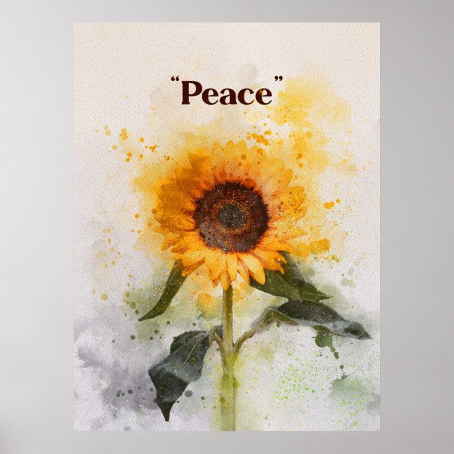 Peace sunflower watercolor painting poster (Front)