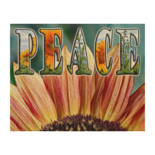 Peace Sunflowers Wood Art
