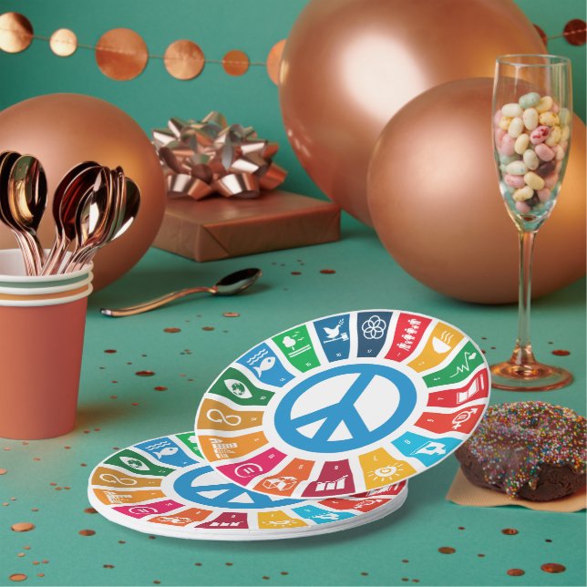 Peace Sustainability Goals Eco-Friendly Party Pack Paper Plates (Multi)