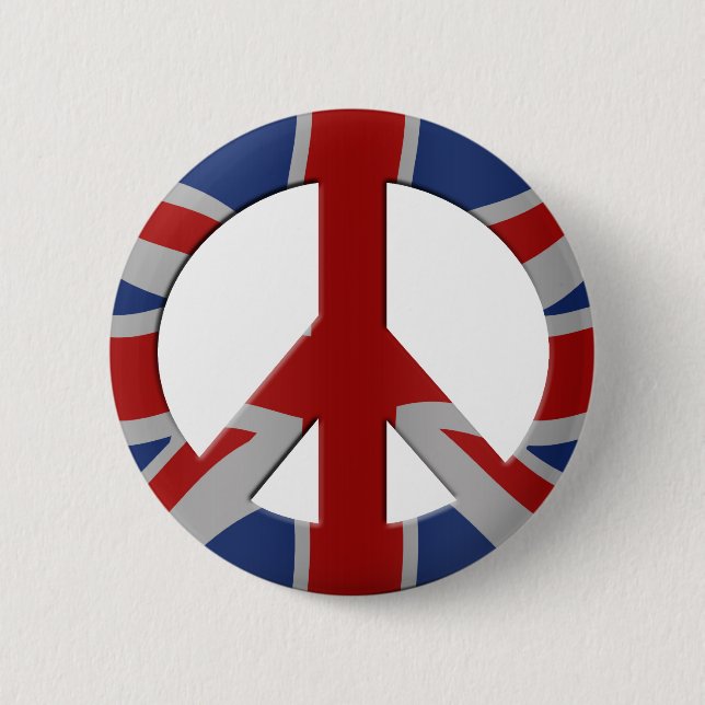 Peace symbol and Union Jack Pinback Button (Front)
