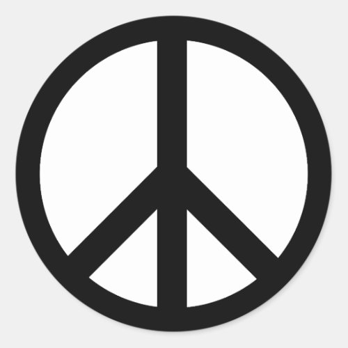 Peace symbol Anti War black and white  Classic Round Sticker