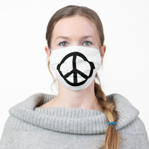 Peace symbol Anti War black white Adult Cloth Face Mask