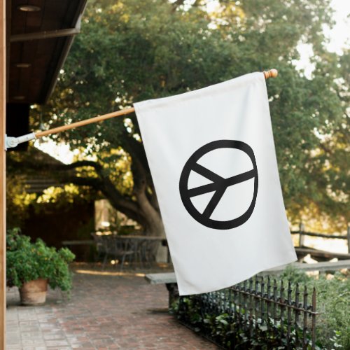 Peace symbol Anti War black white elegant House Flag