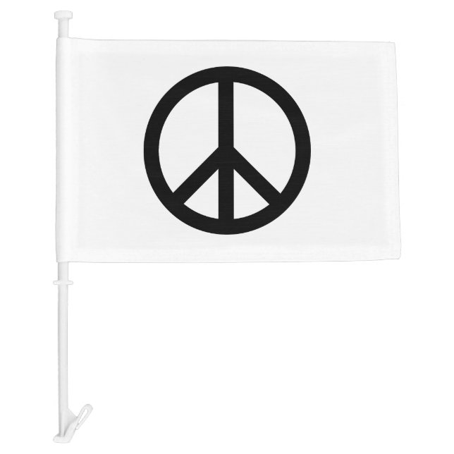 Peace symbol Anti War black white modern Car Flag (Front)