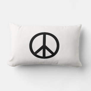Peace symbol Anti War black white modern Lumbar Pillow