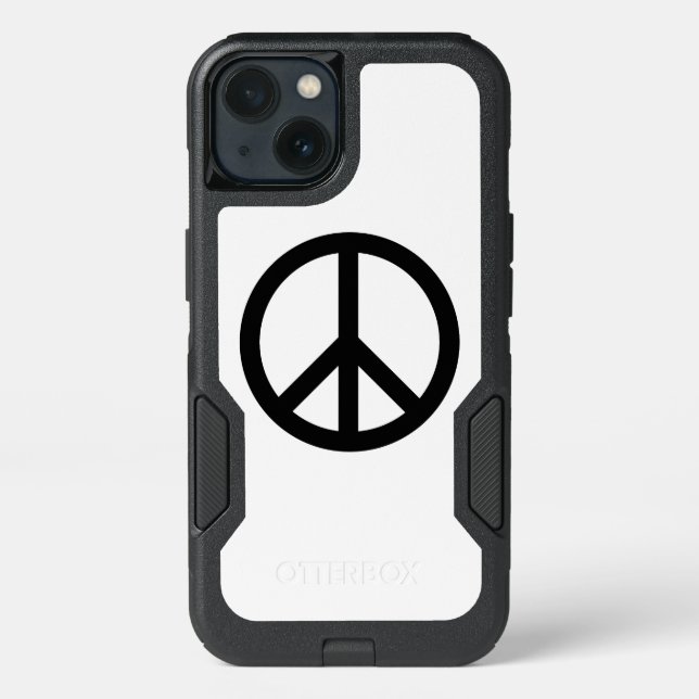Peace symbol Anti War black white modern Otterbox iPhone Case (Back)