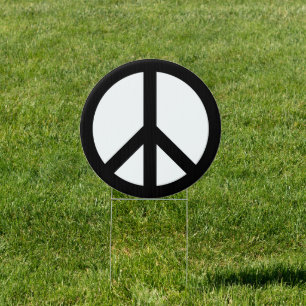 Peace symbol Anti War black white modern yard Sign