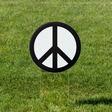 Peace symbol Anti War black white modern yard Sign