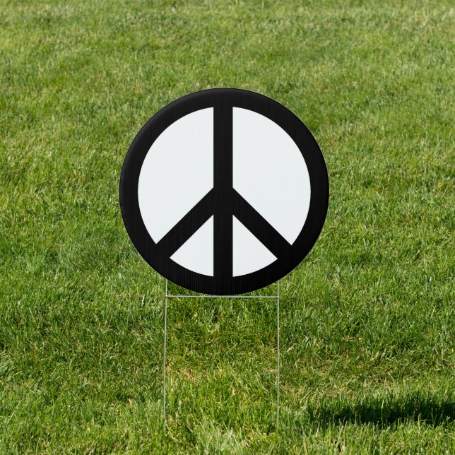 Peace symbol Anti War black white modern yard Sign (Insitu)