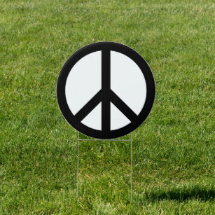 Peace symbol Anti War black white modern yard Sign