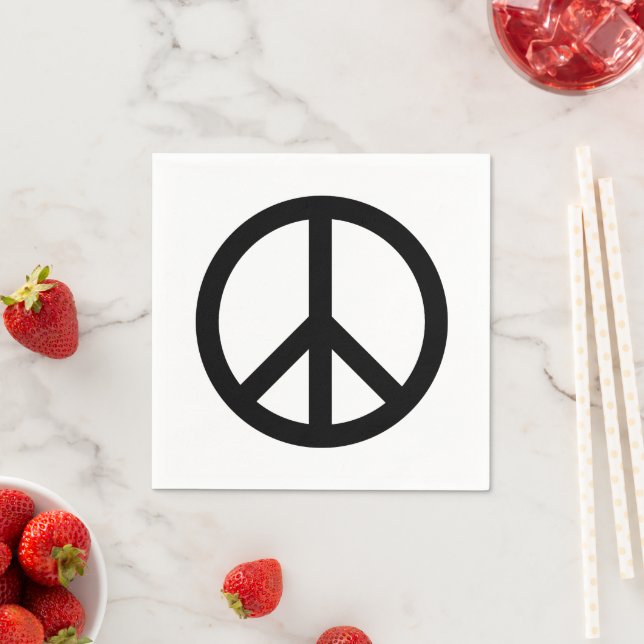 Peace symbol Anti War black white party paper Napkins (Insitu)