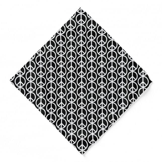 Peace symbol Anti War black white pattern modern   Bandana (Front)