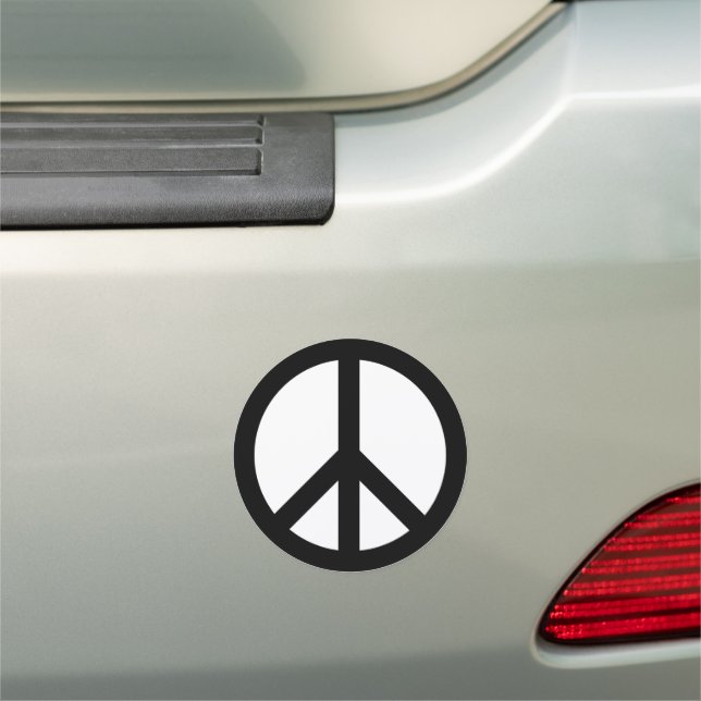 Peace symbol Anti War black white round Car Magnet (In Situ)