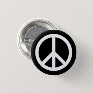 Peace symbol Anti War black white simple button