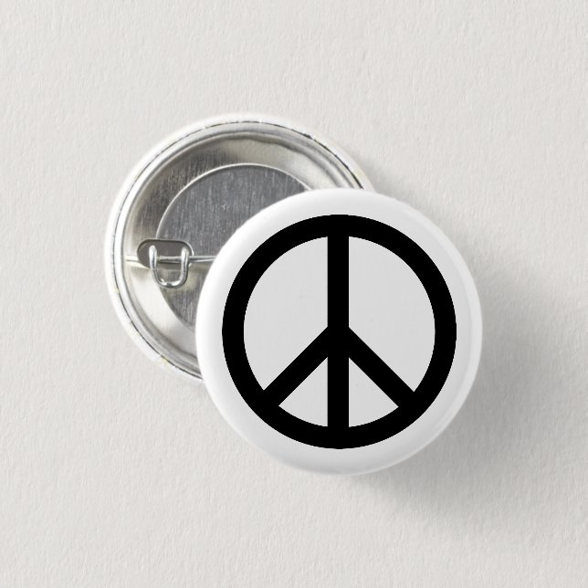Peace symbol Anti War black white simple button (Front & Back)