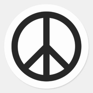 Peace symbol Anti War black white simple Classic Round Sticker