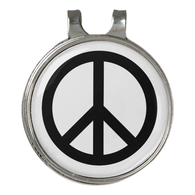 Peace symbol Anti War black white simple Golf Hat Clip (Front)