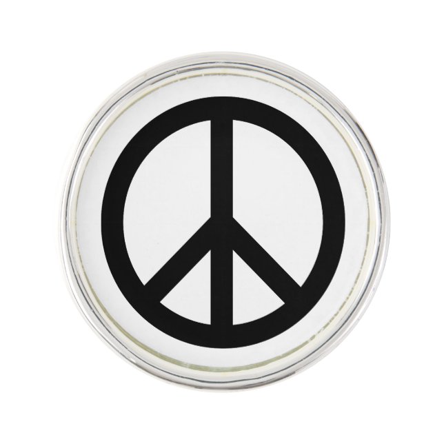 Peace symbol Anti War black white simple Lapel Pin (Front)