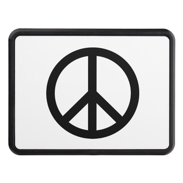 Peace symbol Anti War black white simple trailer Hitch Cover (Front)