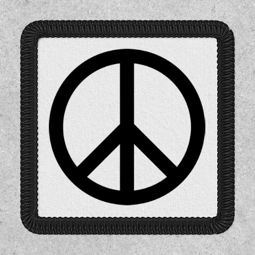 Peace symbol Anti War black white square Patch