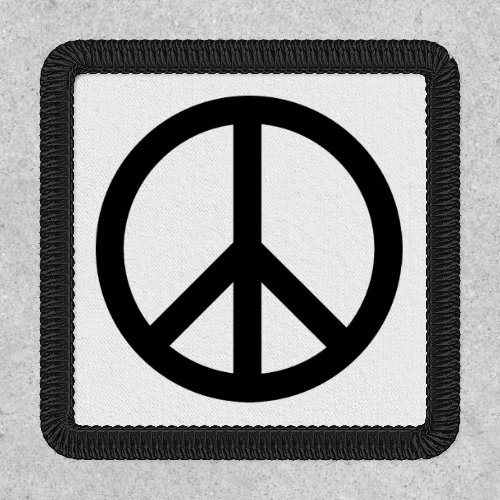 Peace symbol Anti War black white square Patch